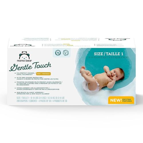 Mama Bear Gentle Touch Diapers, Size 1, 200 Count (4 packs of 50)