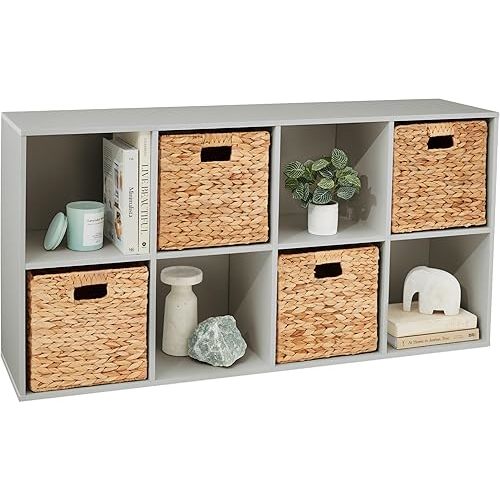Best Choice Products Kids Bookcase 8-Cube Storage Organizer, 11in Shelf Opening, Bookshelf, Toy Storage, Customizable w/ 3 Removable Back Panels – Gray