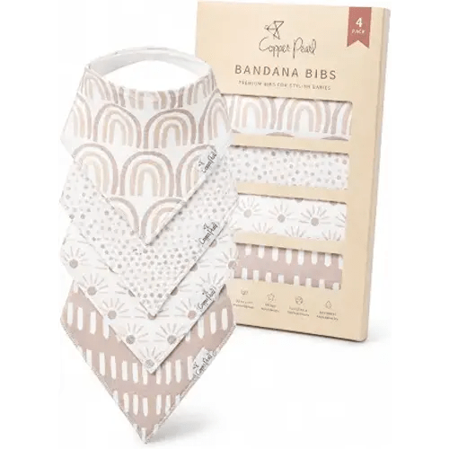 Copper Pearl Baby Bibs 4 Pack & 6 Pack, Bandana Drool Bibs for Baby Girl & Boy, Soft Cotton Bibs for Drooling and Teething
