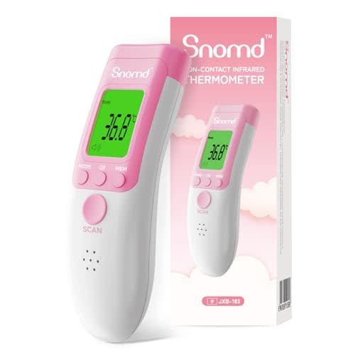 Snomd Digital Non-Contact Infrared Forehead Thermometer for Adults, Kids, and Baby, 3-in-1 Medical Grade Thermometer with Fever Indicator, Instant Reading, Backlit LCD Display