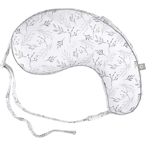 Boppy Uplift Nursing Pillow, Gray Gentle Leaves, Designed to Help Reduce Reflux Symptoms for Breastfeeding, Bottle Feeding or Combo-Feeding; Plus-Sized, Comfortably Contoured Feeding Pillow