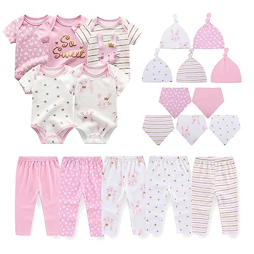Ecojoy Baby Short Sleeve Jumpsuit Essentials Infant Clothing Set 20-Piece for Boys and Girls