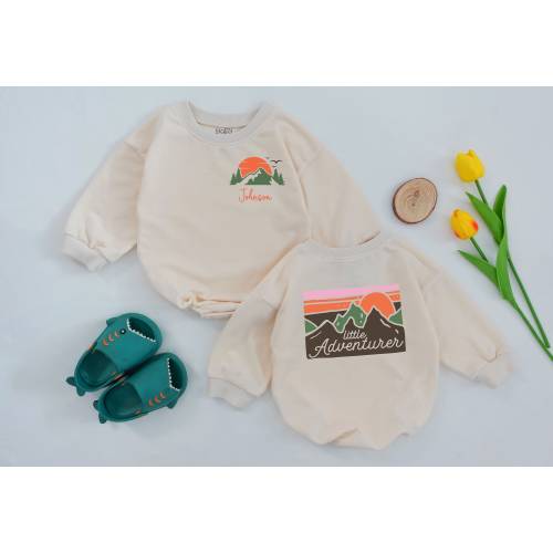 Little Adventurer Baby Romper, Cute Mountains Romper, Summer Baby Outfit, Retro Romper, Baby Shower Gift, Coming Home Outfit, Baby Clothes
