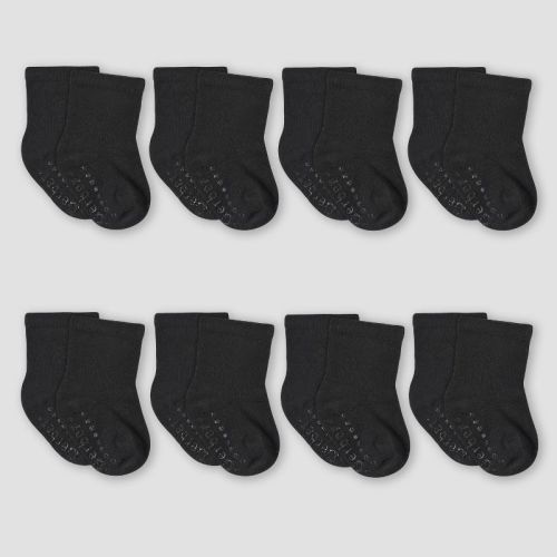 Gerber Baby 8pk Wiggle Proof Socks, Color: Black, Size: 0-6M