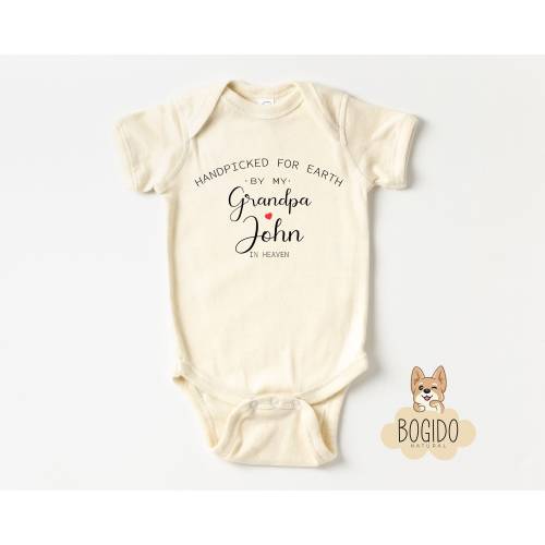 Personalized Grandpa Memorial Onesie®, Grandpa In Heaven Onesie®, Handpicked By My Grandpa Toddler Shirt, Handpicked For Earth Baby Onesie®