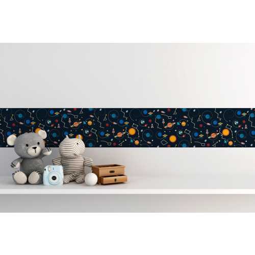 Spaces Theme Border for Nursery Decor - Peel and Stick Kids room Border with Astronaut  Planets Moon
