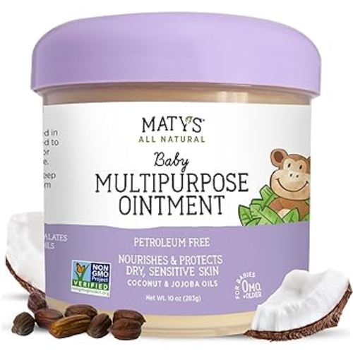 Matys Multipurpose Baby Ointment, All Over Gentle Skin Protection for Newborns & Up, Soothes Dry Irritated Skin, Diaper Area, Dry Scalp, Drool Irritation, Petroleum Free, Fragrance Free, 10 oz tub