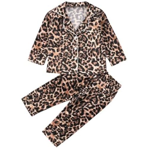Kids Baby Girl Boy Satin Pajamas Set Button Down Sleep Shirt Top+Long Pants Bottoms Sleepwear Loungewear Clothes