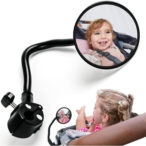 Looky Lou Stroller Mirror - See Your Baby's Face on Stroller Walks. Stroller Accessories to Connect & Engage with Baby or Toddler in Pram or Jogging Stroller. Universal stroller attachment.