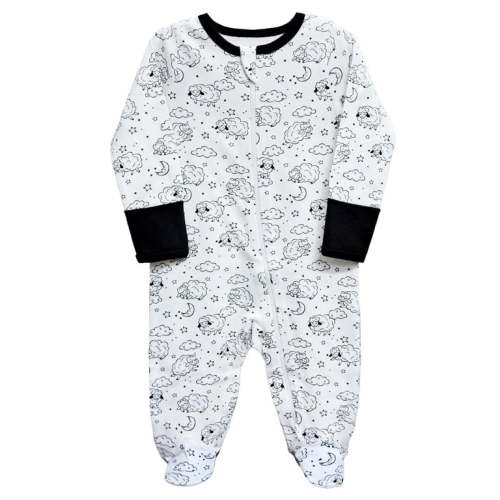 Wonder Nation Unisex Baby Zip Front Sleep N Play Pajamas, Preemie-6/9 Months