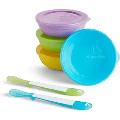 Munchkin® Love-a-Bowls™ 10 Piece Baby Feeding Set, Includes Bowls with Lids and Spoons, Multicolor