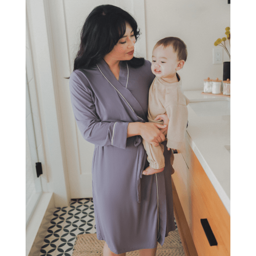 Clea Bamboo Classic Nursing, Maternity and Postpartum Recovery Robe | Granite – Kindred Bravely Size L/XL