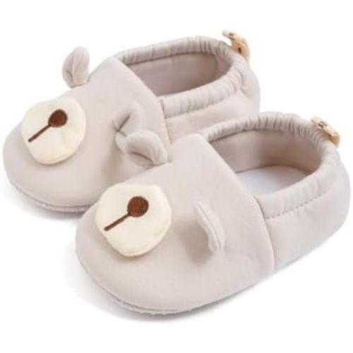 Sawimlgy Newborn Infant Baby Boys Girls Cute Cartoon Slipper Soft Non Skid Sole Slip On House Animal Indoor Sock Shoes Crib Moccasins for New Walkers