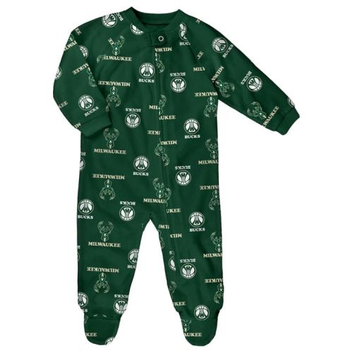 Milwaukee Bucks HUNTER Baby All Over Raglan Romper Pajamas