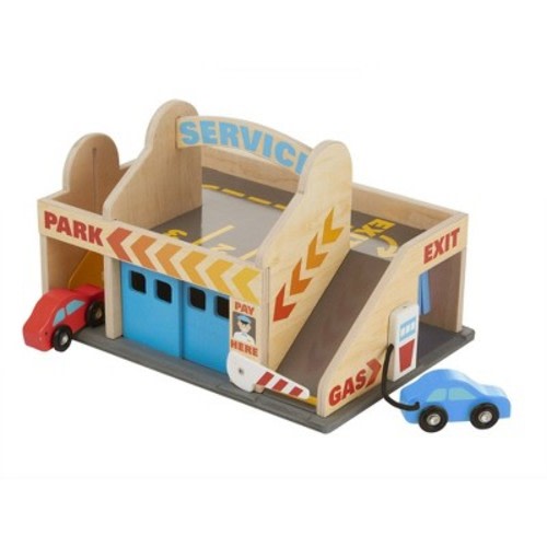 Melissa & Doug® Service Station Parking Garage With 2 Wooden Cars and Drive-Thru Car Wash
