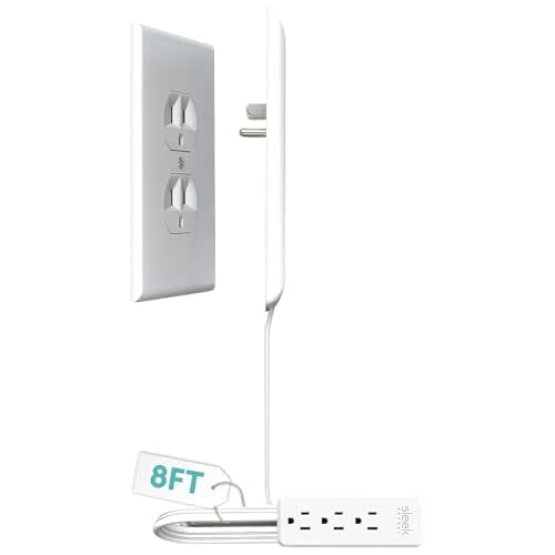 Sleek Socket Wall Outlet Concealer with 8-ft Extension Cord with Multiple Outlets