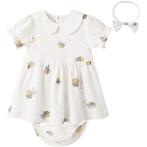 pureborn Baby Toddler Girl Dress with Bloomer Short and Long Sleeve Playwear Dress with Diaper Cover