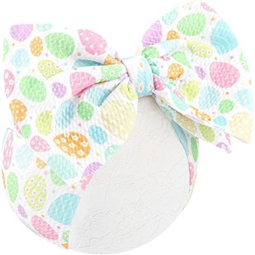 YanJie 7" Easter Baby Girl Bows Egg Headband Easter Hair Bows large Easter Baby Headband Toddler Girls Hair Accessories Infant Bow Pink Purple