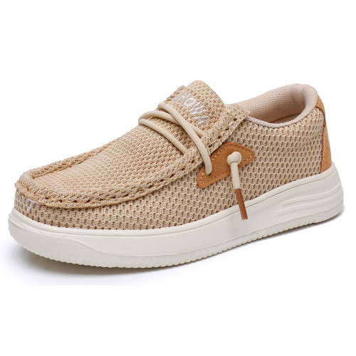 Apakowa Kids Boys Girls Slip-On Casual Loafers Walking Shoes Comfortable & Lightweight (Color : Beige, Size : 9 Toddler)