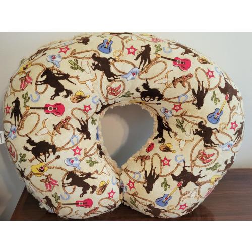 nursing pillow cover-flannel fabric pillow cover-light cappuccino swirl minky-newborn pillow cover-ready to ship-shower gift-cowboy cover