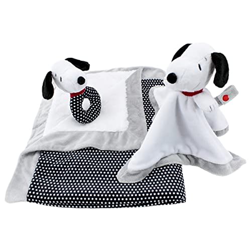Animal Adventure®| Peanuts®| Snoopy 3-Piece Baby Bundle | Rattle, Lovie with Pacifier Clip Attachment and 30"x 40" Blanket
