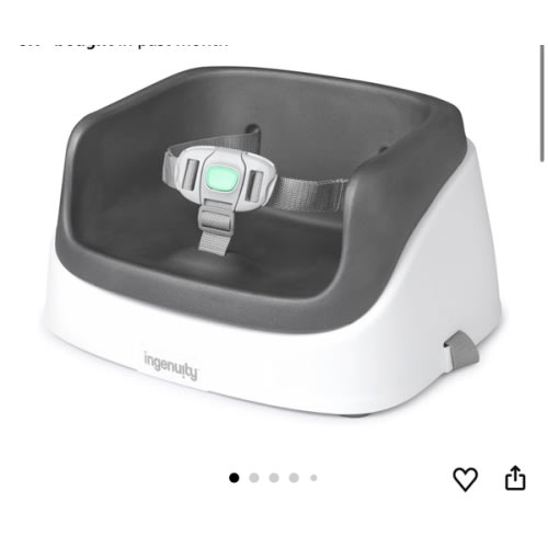 Ingenuity SmartClean Toddler Booster Seat for Kitchen Chair – Lightweight for on-the-go, Easy-Clean, 3-Point Harness Strap – Booster Seat for Dining Table, Slate