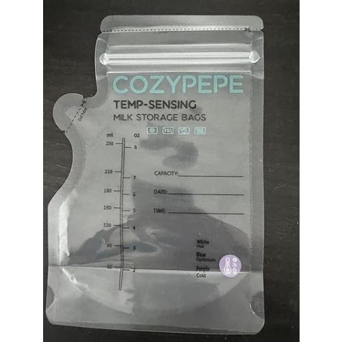 200 Pcs Breastmilk Storage Bags, 8oz Breast Milk Storing Bag with Pour Spout, Temperature-Sensing Color Change Milk Bag for Convenient Breastfeeding, No Leak Presterilized for Freezer