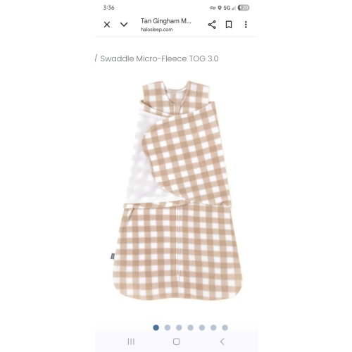 Tan Gingham Micro-Fleece Swaddle Newborn | HALO