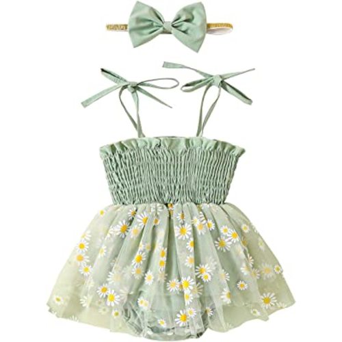 Infant Baby Girls Romper Dress Dot Pattern Short Sleeve Ruched Jumpsuits Skirts Hem Bodysuits Headband