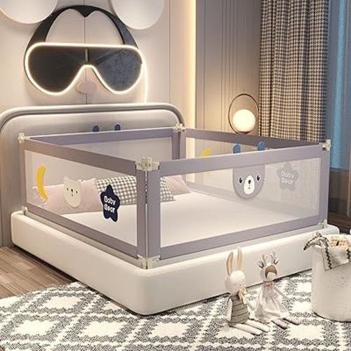 CuteBear Bed Rails for Toddlers - 60" 70" 80" Extra Long Baby Bed Rail Guard (1 Side: 84''(L) x 30"(H), Only 1 Side)