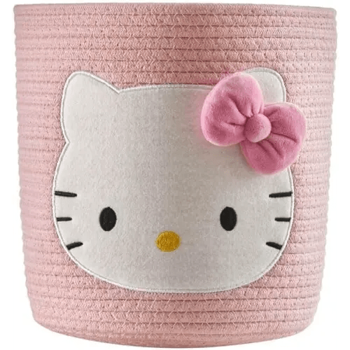 Idea Nuova Sanrio Hello Kitty Rope Storage Basket,10" H x 10" W, Decorative and Functional Organizer for Kids Room or Nursery