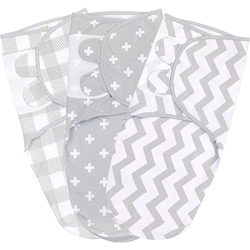 Mama Cheetah Baby Swaddle Sack, Organic Swaddle Blanket, Newborn Swaddle Sleep Sacks, Adjustable Swaddle Wrap, Easy Swaddles for Boy Girl 0-3 Month, Baby Essentials, Nursery Swaddling, 3-Pack, Grey