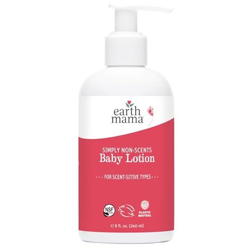Earth Mama Simply Non-Scents Baby Lotion for Dry Skin, Calendula Cream for Newborn Skin Care, Organic Moisturizer for Children with Aloe Juice, Rooibos, & Shea Butter, Fragrance Free, 8-Fluid Ounce