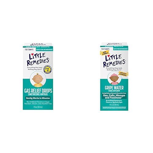 Bundle of Little Remedies Gas Relief Drops, Natural Berry Flavor, 1fl oz, 2pk + Little Remedies Gripe WaterSafe for Newborns, 4 Fl. Oz, 1pk
