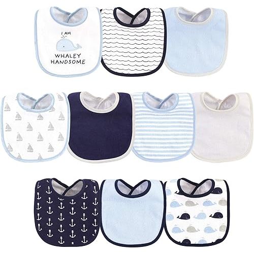 Hudson Baby Unisex Baby Cotton and Polyester Bibs, Im Whaley Handsome, One Size