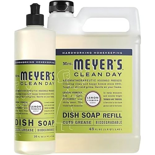 Mrs. Meyer's Dish Soap Variety, 1 Dish Soap, 1 Dish Soap Refill, Lemon Verbena, 1 CT