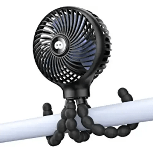 SmartDevil Stroller Fan, 3 Speed Portable Clip on Stroller Fan for Baby, Battery Operated Personal Desk Fan with Flexible Tripod, Mini Handheld Fan for Car Seat, Treadmill, Camping (Black)