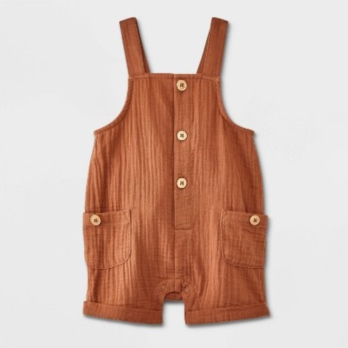 Baby Boys' Dungarees Gauze Shorts - Cat & Jack™ Brown Newborn