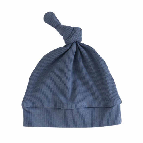 Steel Blue Ribbed Bamboo Knotted Hat