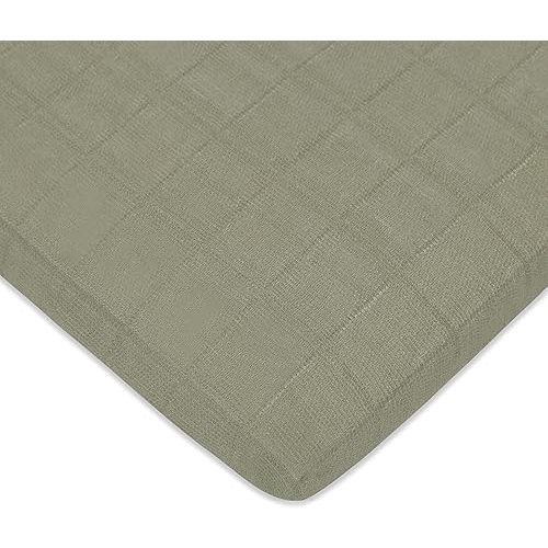 Babyletto 100% Organic Cotton All-Stages Bassinet Sheet, GOTS-Certified, Fitted 360°, Ultra-Soft and Breathable Muslin - Matcha Green