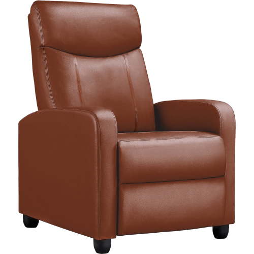 COMHOMA Push Back Recliner with Thick Padded Seat, Brown