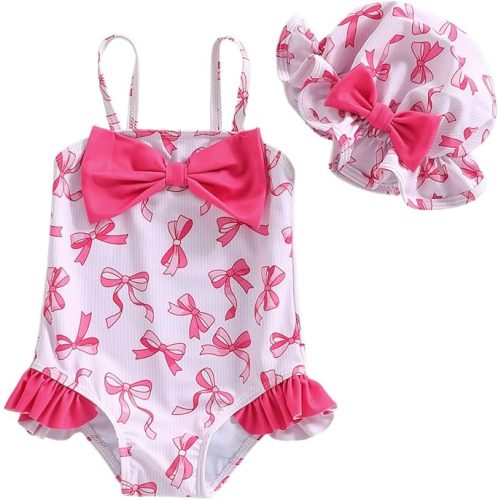 Fanvereka Infant Baby Girl Spring Summer Swimsuit Cute Tankinis Toddler 3 6 12 18 24 Months Girls Sleeveless Swimwear Hat
