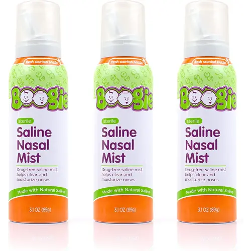 Boogie Mist aby Saline Nasal Spray, Allergy Relief, Nasal Decongestant, Made with Saline, Fresh, 3.1 Ounce (Pack of 3)…