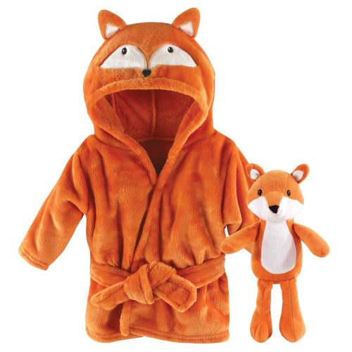 BabyMallOnline.com Hudson Baby Plush Bathrobe and Toy Set, Fox - Hudson Baby Plush Bathrobe and Toy Set, Fox