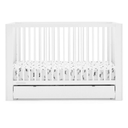 Delta Children Cassie 4-in-1 Convertible Crib with Underdrawer - Greenguard Gold Certified, Color: Bianca White