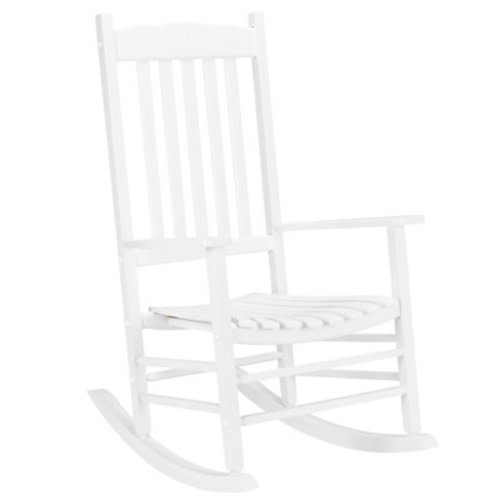 Ktaxon Outdoor Wood Rocking Chair, Garden Wood Rocker, Wooden Chair for Living Room, Deck Yard, White