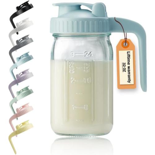 32oz Glass Pitcher with Lid & V-shaped Pour Spout - 1 Quart Wide - TikTok Shop