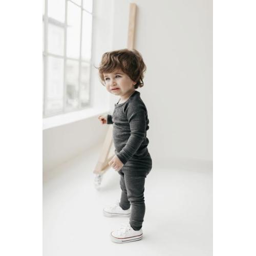 Organic Essential Long Sleeve Henley - Dark Grey Marle – Jamie Kay USA