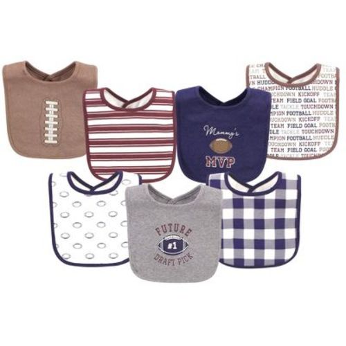 Hudson Baby Infant Boy Cotton Bibs, Gray Football, One Size
