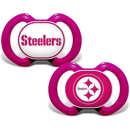 Baby Fanatic Girls Pink Pacifier 2-Pack - NFL Pittsburgh Steelers - Officially Licensed League Gear